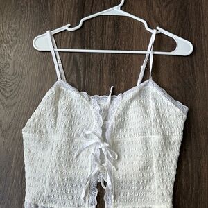 White Lace Trimmed Women's Top